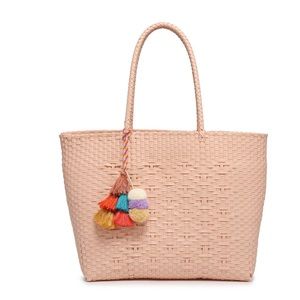 New Handwoven Tote w/ Pom-Poms